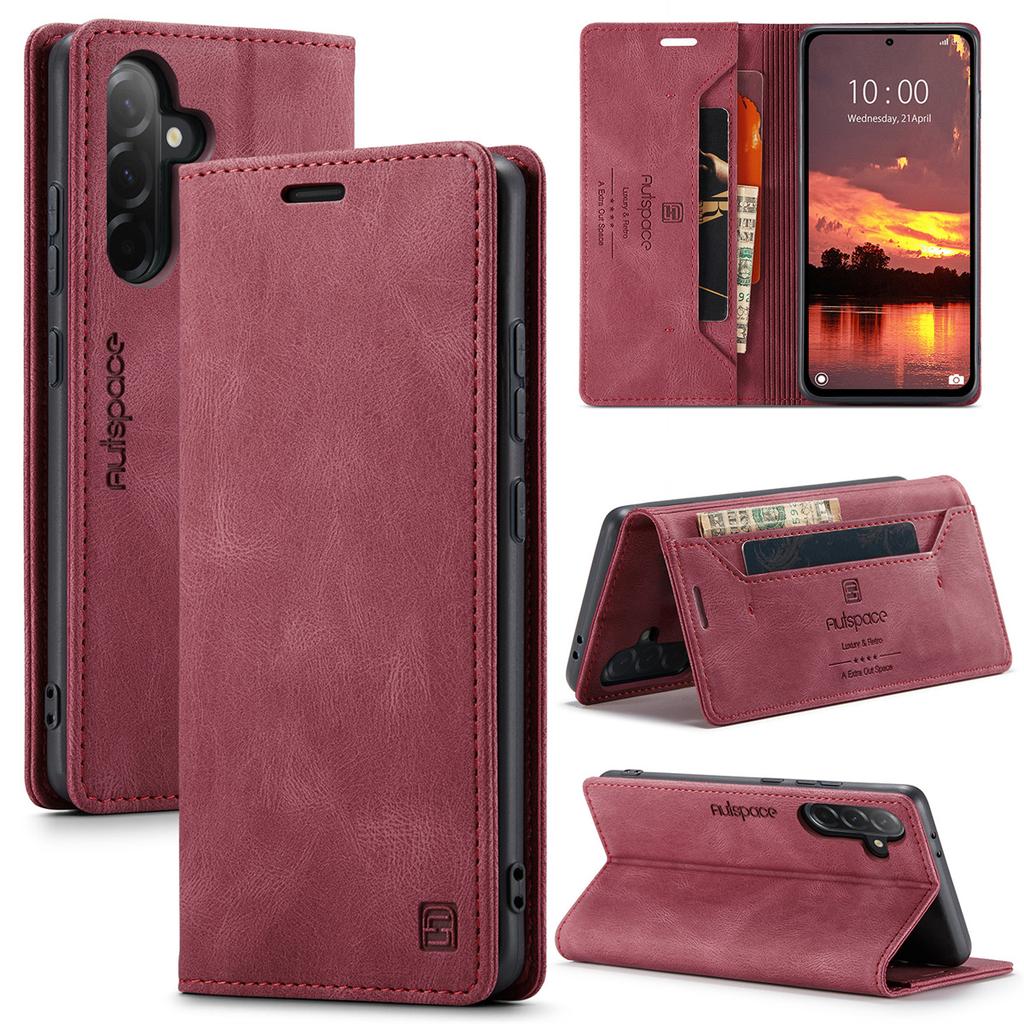 Premium Vintage Leather Wallet Case for Samsung Galaxy A56 - RFID Protection Flip Cover with Card Slots, Shockproof Retro Style (4 Colors)