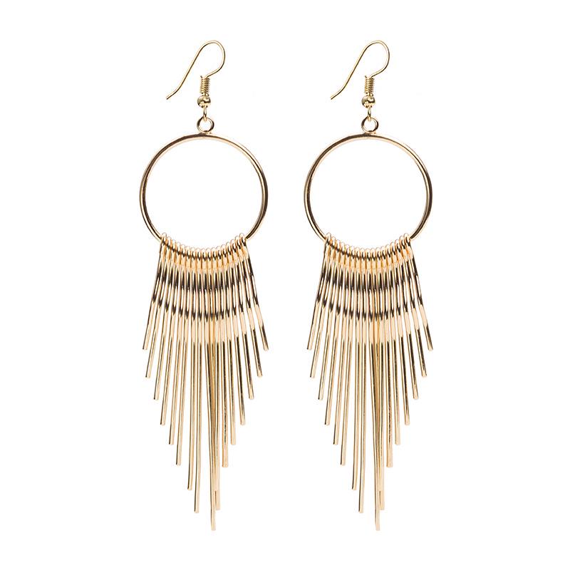 Chic Slimming Long Tassel Stud Earrings - Versatile Metal Design with Personality