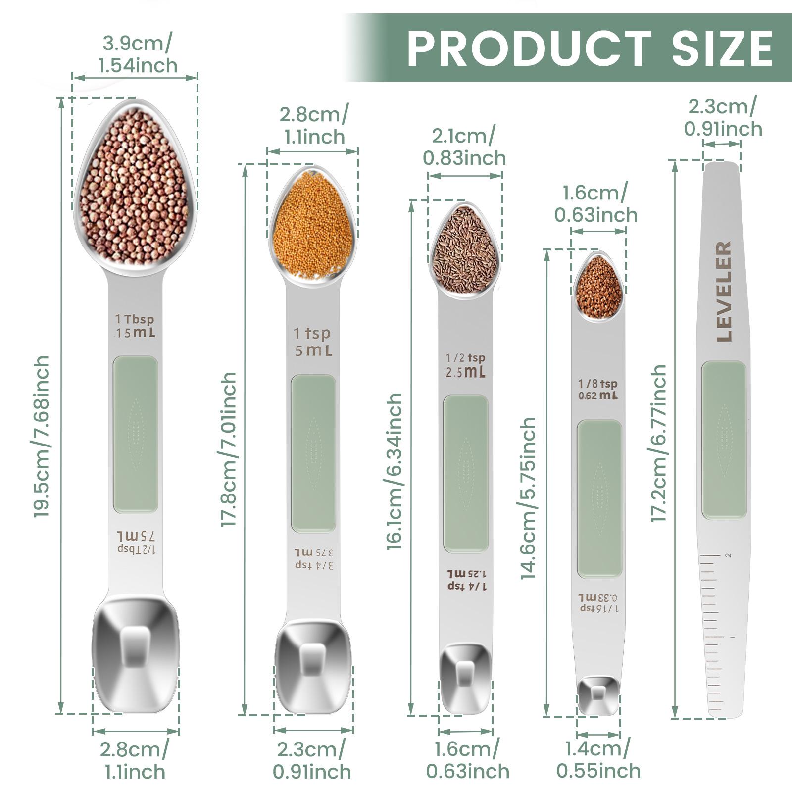 

9/5Pcs Stainless Steel Magnetic Measuring Spoon with Scale Double Headed Nestable Measuring Spoon for Liquid and Dry Ingredients
