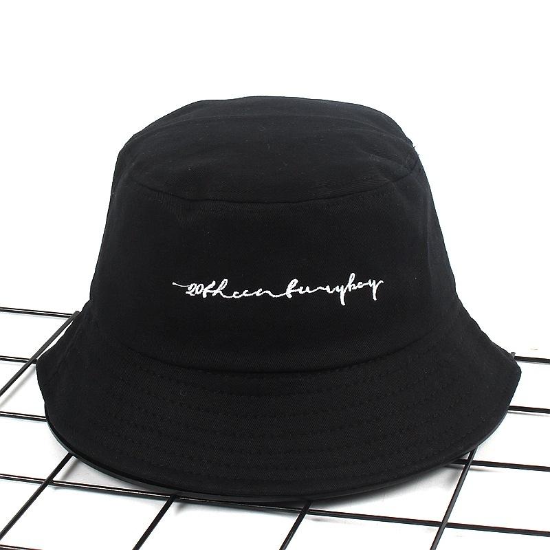 Simple Bucket Hats Letter Embroidery Unisex Adult Sun Hat Outdoor Street Couple Fisherman Hat