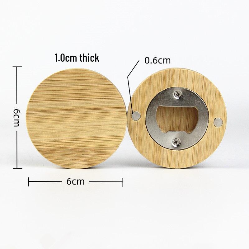 Magnetic Bamboo Wood & Stainless Steel Bottle Opener/Fridge Magnet Multi-functional Sticker, zkp-02.