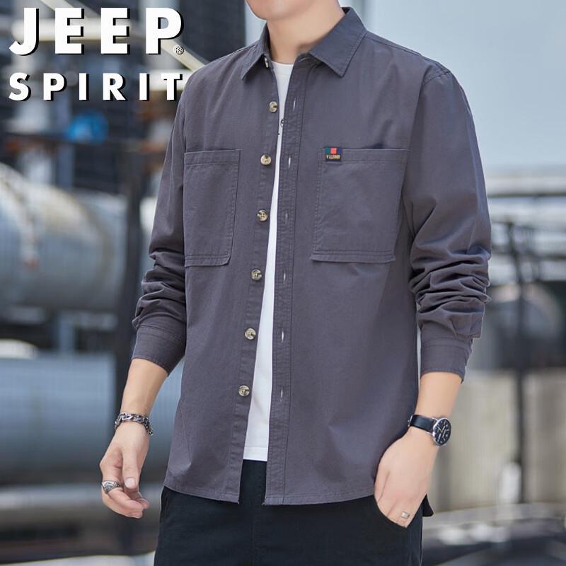 JEEP SPIRIT Men's Long Sleeve Lapel Shirt