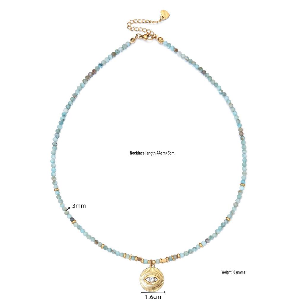 Elegante Süßwasserperlen- und Farbedelstein-Halskette mit Schlüsselbein-Kette aus Edelstahl