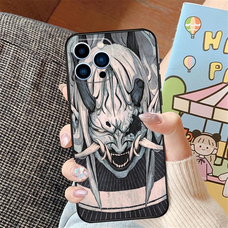 Oni Hannya Demon Mask Case For iPhone 17 Air 17 Pro Max 16 15 14 Pro Max Plus 13 12 Mini 11 16E 17Pro Phone Cover