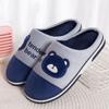 Plush Velour Winter Slippers with Embroidered Bear for Men and Women