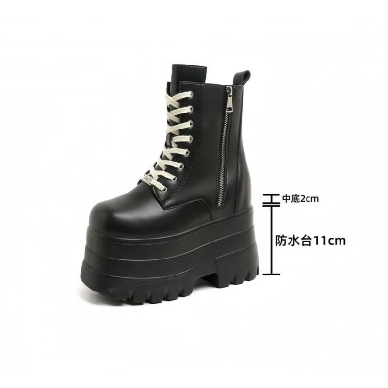 

Мода 17 СМ, 13 СМ Женские Ботинки на Платформе Повседневная Уличная Обувь Массивные Простые Ботильоны на Шнуровке Крутые Ботинки для Вечеринки в Ночном Клубе Черные 35