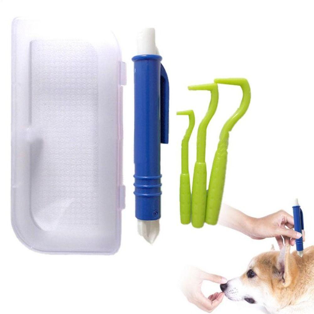 4pcs with Storage Box Flea Tick Tweezers Clip Tick Hooks Pet Cleaning Supplies Dog Cat