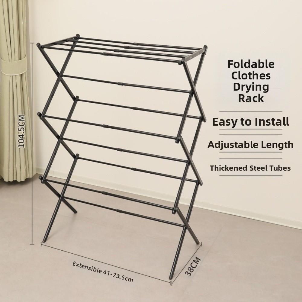 Foldable Clothes Drying Rack Collapsible 3-Layer Cooling Clothes Rack Easy Assembly Steel Frame Clothes Airer Floor