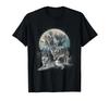 Mystic Wolf Moon Antlers Graphic Tee Breathable Cotton Short Sleeve T-Shirt for Men