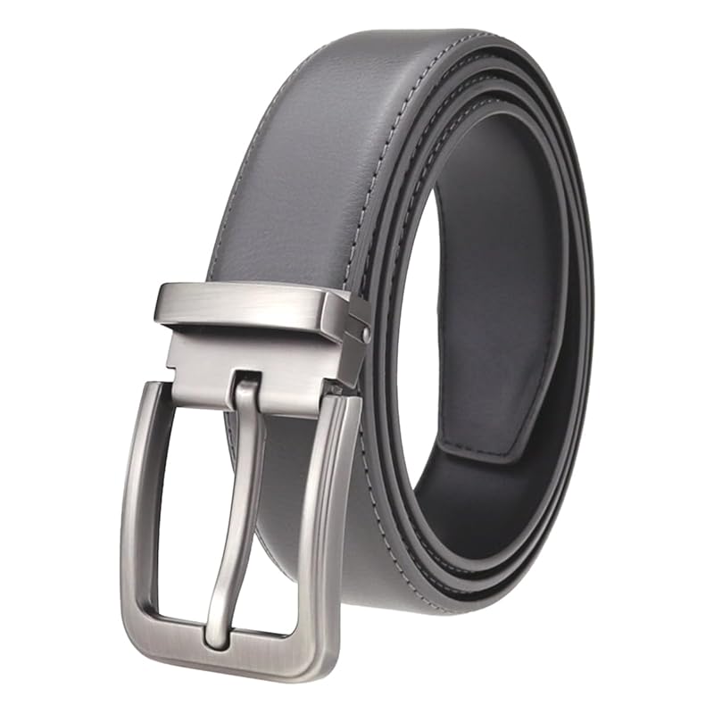 

[KASSAI] 1 pin genuine leather men s belt (gray, 136cm)