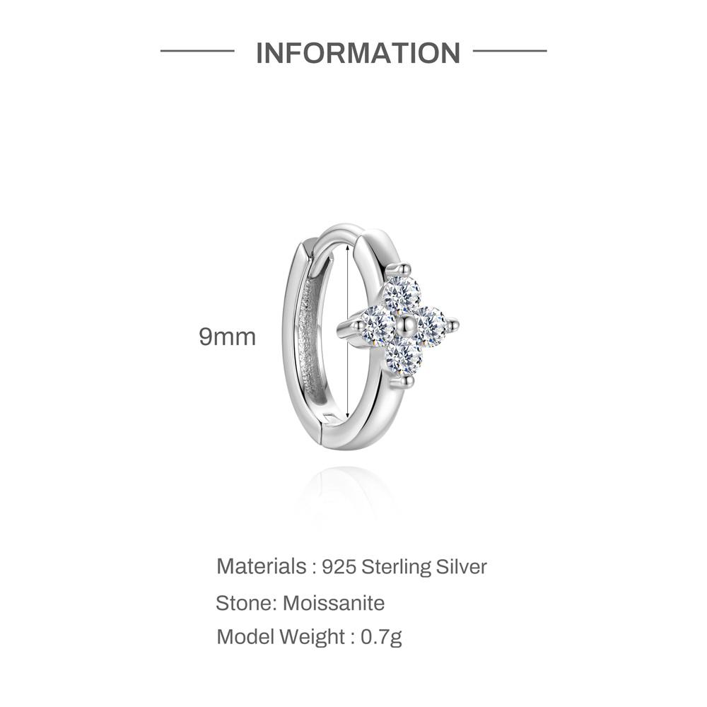 6/7/8/9mm 1pc Sparkling Moissanite Earrings Classic Shining Circle Hoop Earrings For Women Fine Jewelry