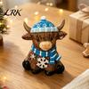 Animal Shape Ornament Winter Highland Cow Resin Figurine, Cattle Statue for Desk Decor, Home Office Collectible