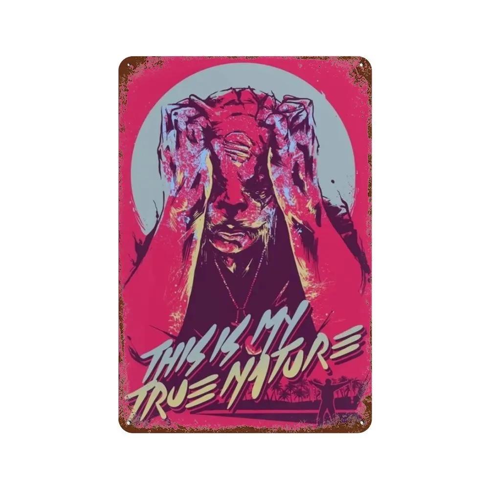 Poster Hotline Miami Hot Classic Adventure Game Posters e Placa de Metal Sinal de Lata Arte de Parede Placa Decoração Man Cave Decoração de Casa estúdio