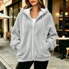 Damen Kapuzenjacke mit Reißverschluss, lockerer Schnitt, lange Ärmel, Farbe