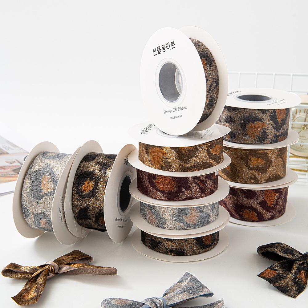 Leopard Print Velvet Ribbon Bow Hair & Clothing Accessories for Gift Box Packaging