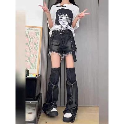 American Retro Black Denim Shorts Women High Waist Jeans Short Pants Fashion Spring Summer Korean Streetwear Gothic Simple