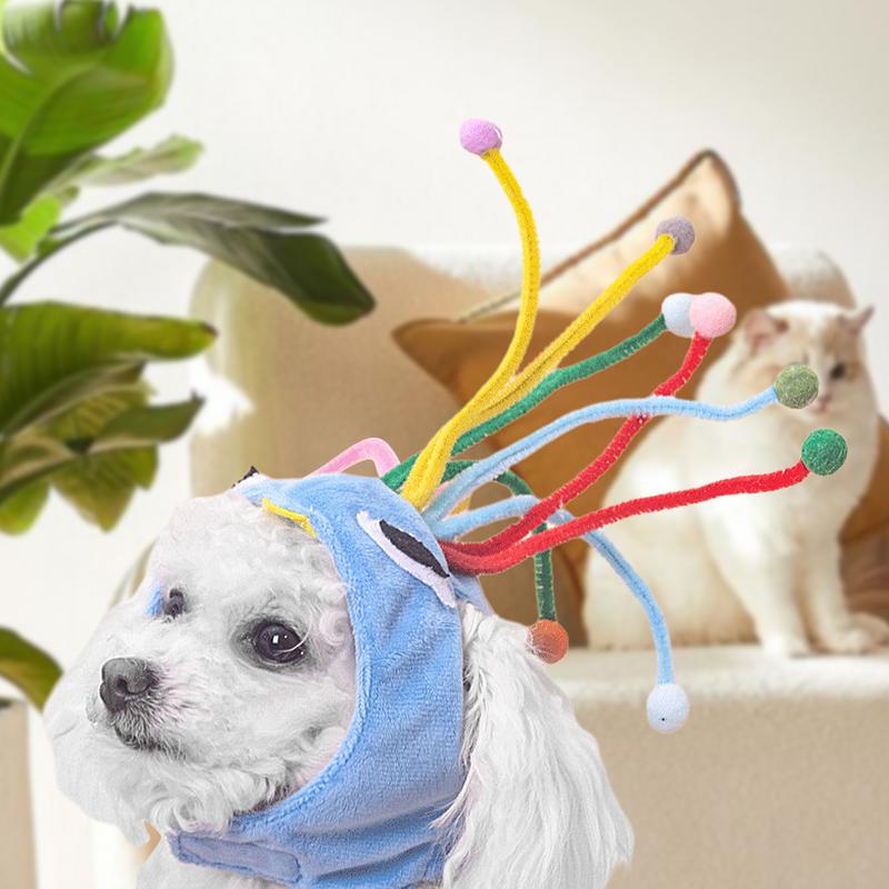 Pet Hat Cotton Plush Dog Headwear Funny Pet Costume Hat Soft Cozy Cat Headgear Puppy Headwear For Autumn And Winter