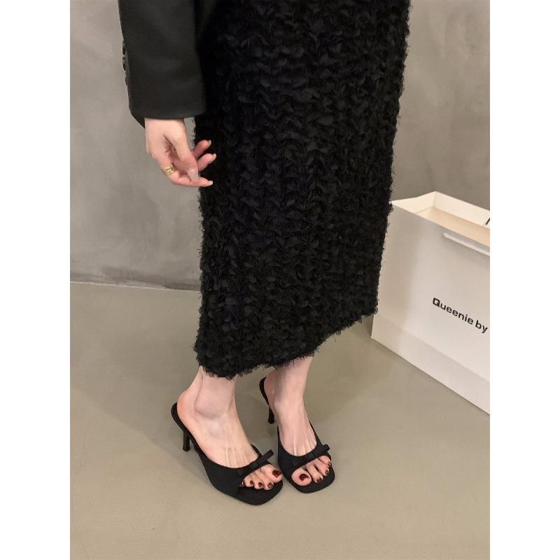 Pink High-heeled French Small Cool Slippers Fairy Shoes New Summer Fashion Outside Temperament Niche Sandals