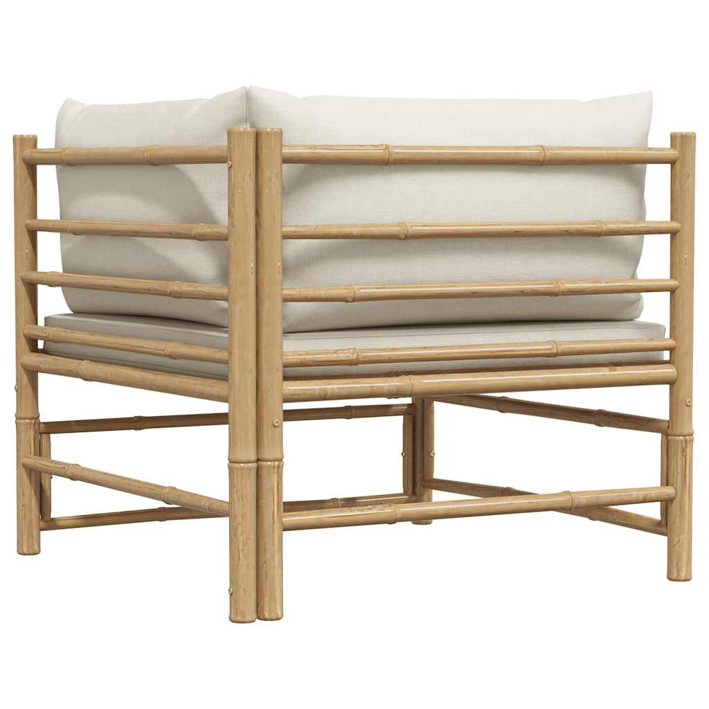 vidaXL Garten-Ecksofa mit Kissen Cremeweiß Bambus