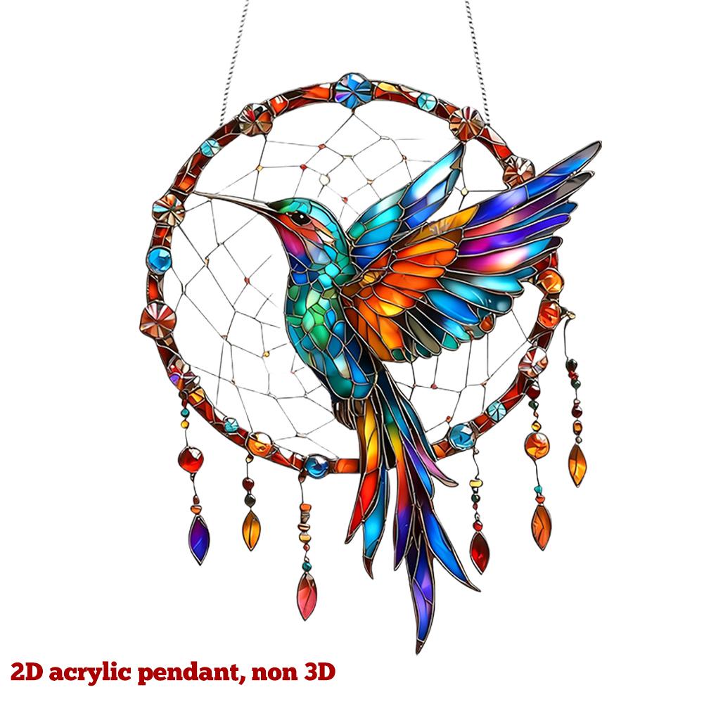 1PCS Acrylic Dream Catcher Hanging Ornament 20x18cm Waterproof Scratch Resistant Butterfly Hummingbird Design Home Room Decor
