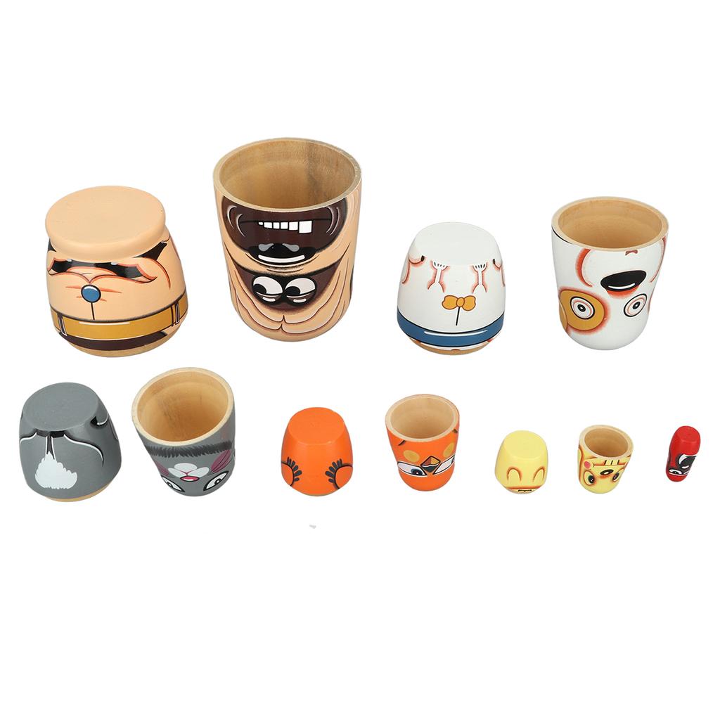 6PCS Dog Nesting Dolls Wooden Decorative Russian Nesting Doll Toy for Kids Christmas Birthday ing Gift