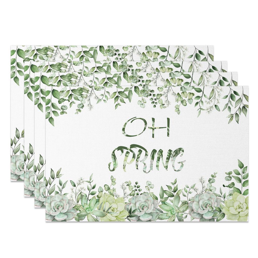 Botanische Florale Platzsets Grüne Blätter Blumen Design Naturinspiriertes Tischset für Esstisch Küche Party Waschbar Umweltfreundlich