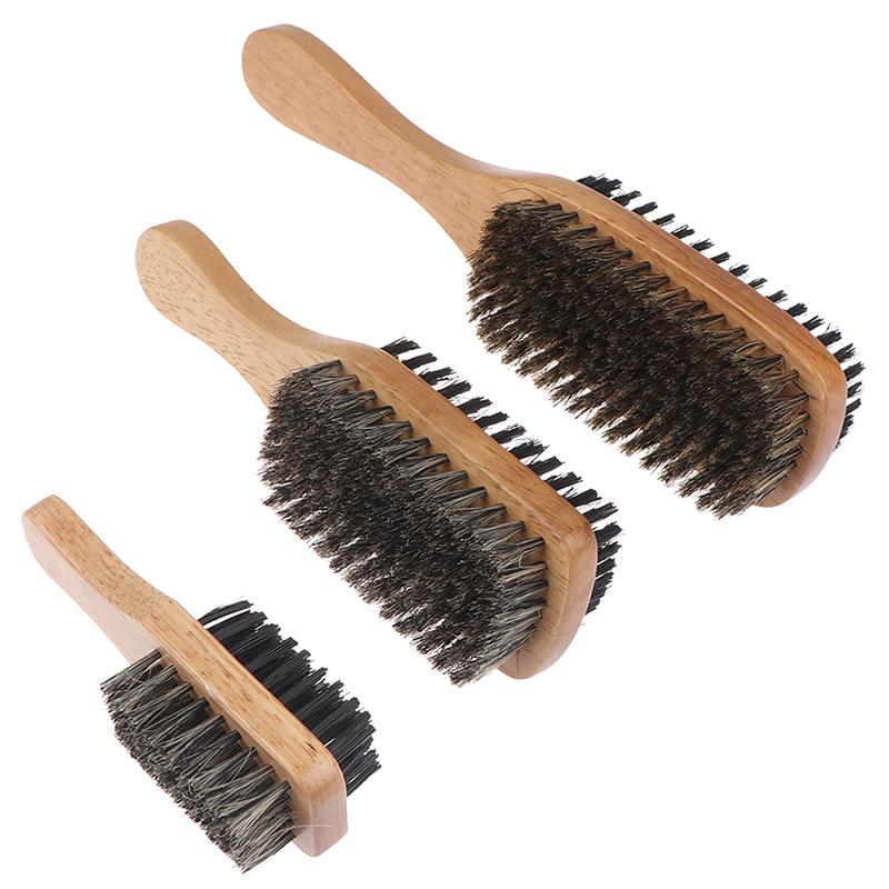 1X Mens Boar Bristle Hair Brush Wooden Curly Wave Brush Styling Beard Hairbrush
