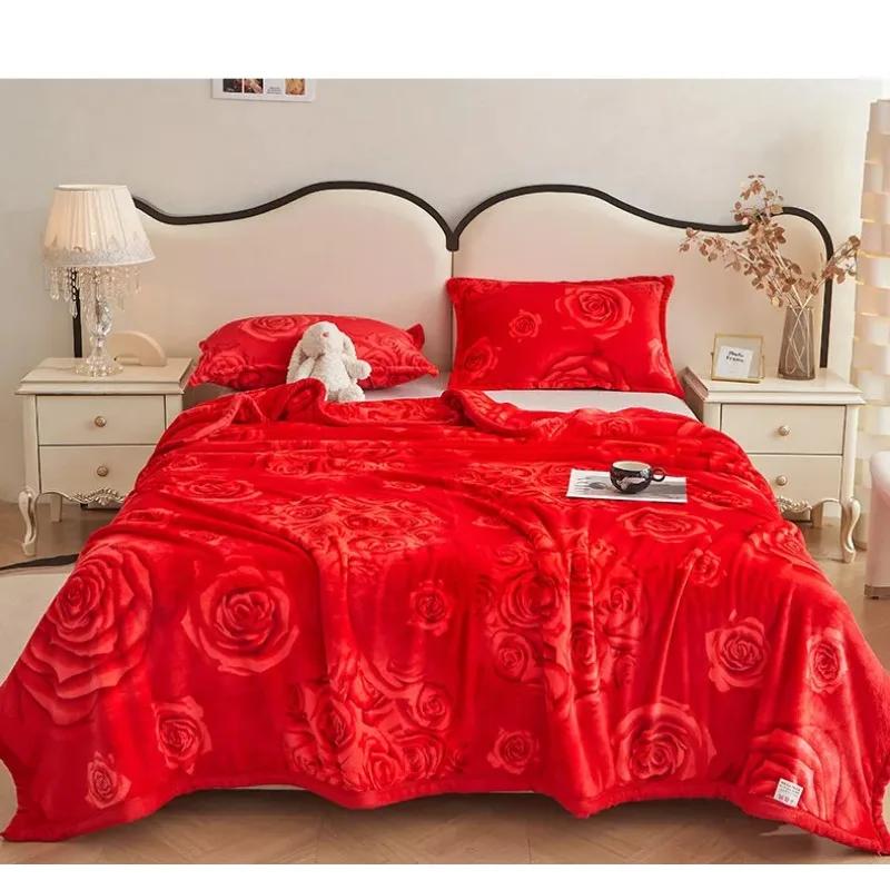 New Milk Fiber Printed Blanket 300G Cloud Mink Velvet Cover Blanket