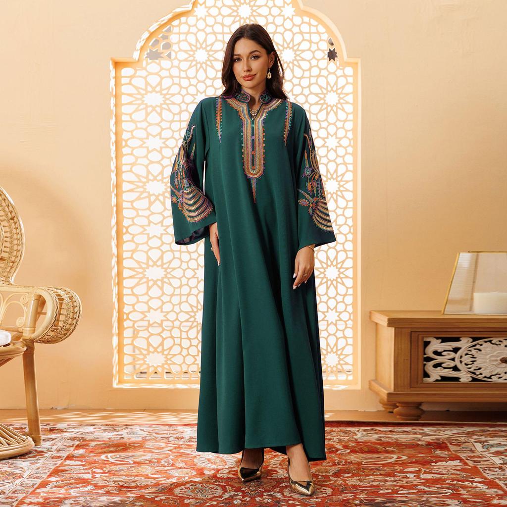AB420 Middle East Women's Embroidered Cord Muslim Pullover Dress