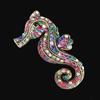 SKEDS Exquisite Vintage Women Girls Colorful Crystal Seahorse Badges Pin For Women Men Creative Animal Boutique Coat Brooches