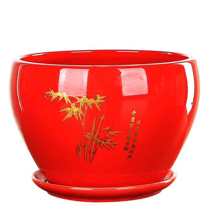 Keramische Plantenbak in Appelvorm met Schotel