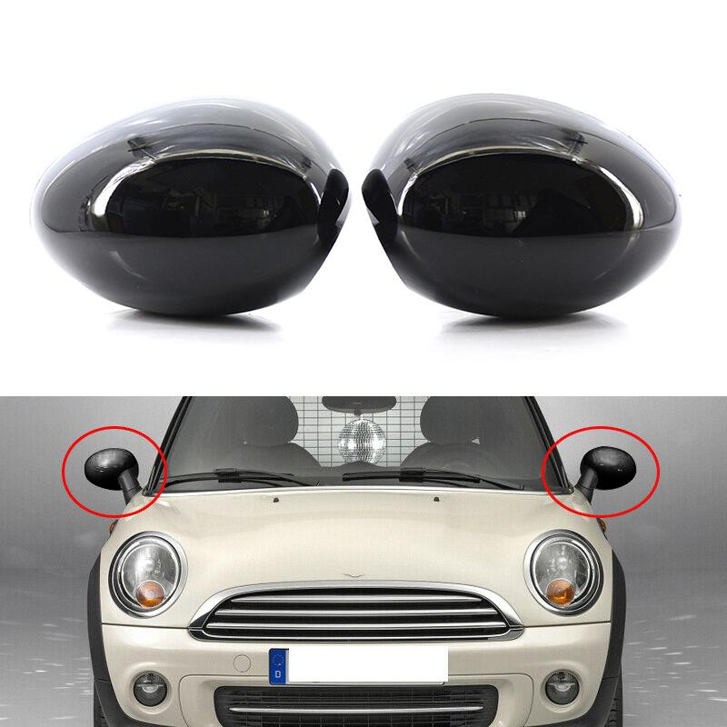 1 Pair Door Side Wing Mirror Cover Rearview Mirror Cap Gloss Black Left Right for Mini R55 R56 R57 R58 R59 R60 R61 Clip-on