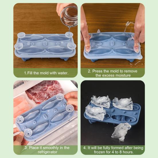Ice Cube Mold 3D Dinosaur Shape Ice Cube Tray with Lid Whiskey Cocktails