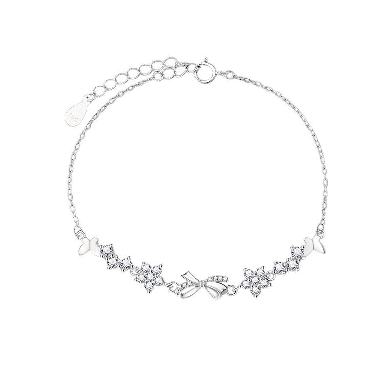 

Браслет из стерлингового серебра 925 пробы с цветочным бантом - Изысканное ювелирное изделие ручной работы высокого класса 925 Silver