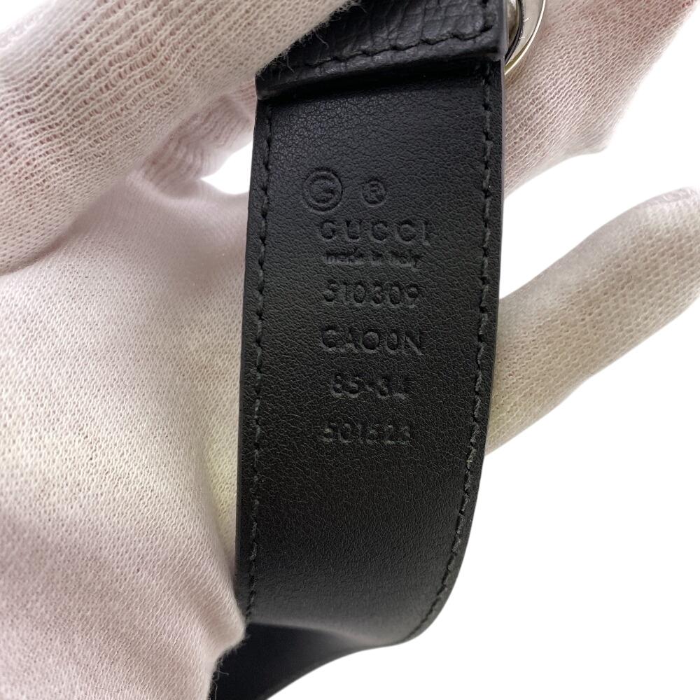 GUCCI 510309 leather CAOON belt black leather unisex Used