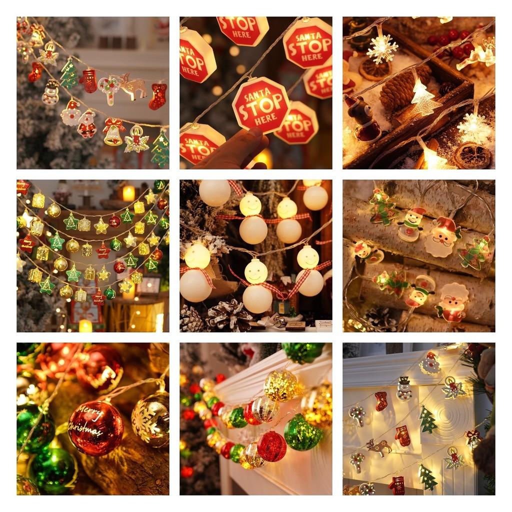 Colorful Led String Lights For Christmas Featuring Santa Snowman And Reindeer Designs