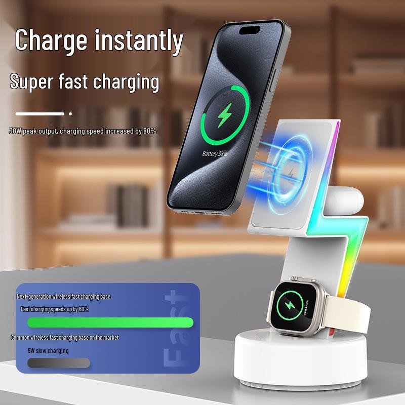 Apple Device Compatible 3-in-1 Wireless Charger for iPhone, Watch & Earbuds