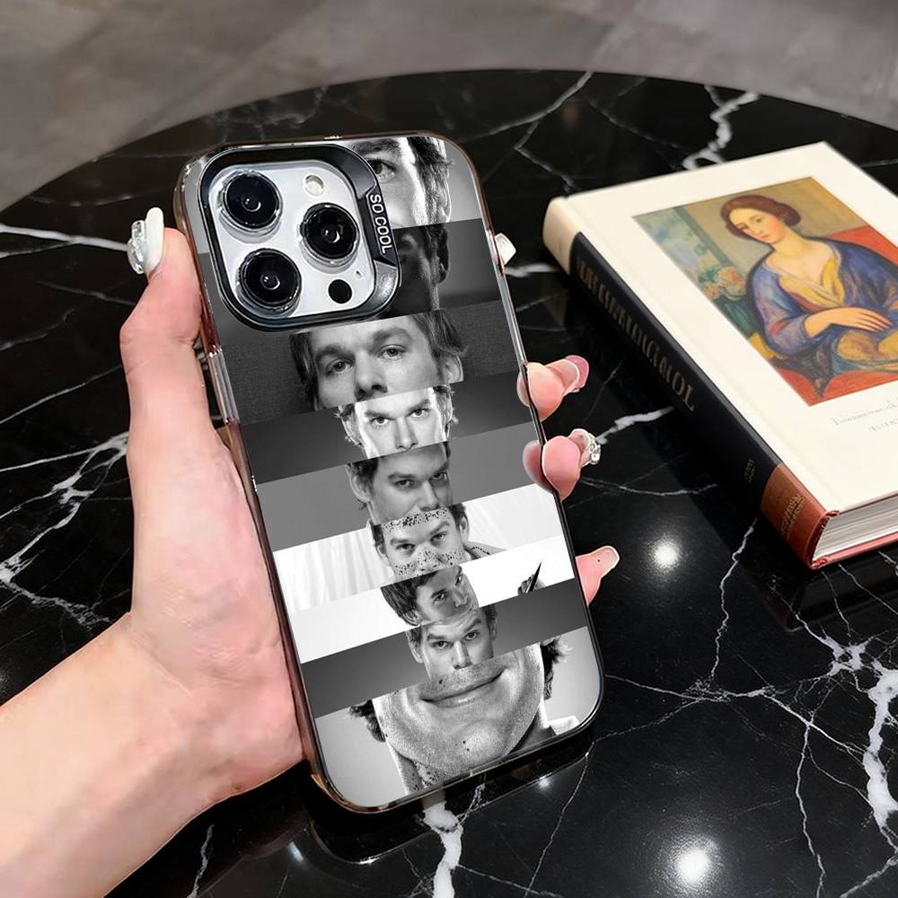 TV D-Dexter DM M-Morgan Pouzdro na telefon Pro iPhone 17,16,15,14,13,12,11 Plus,Pro Max,XS,Barevný Stříbrný Černý Kryt