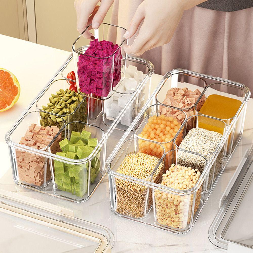 9 Grids Divided Serving Tray Clear Snack Fruits Box Portable Kitchen Storage Box  Food Storage
