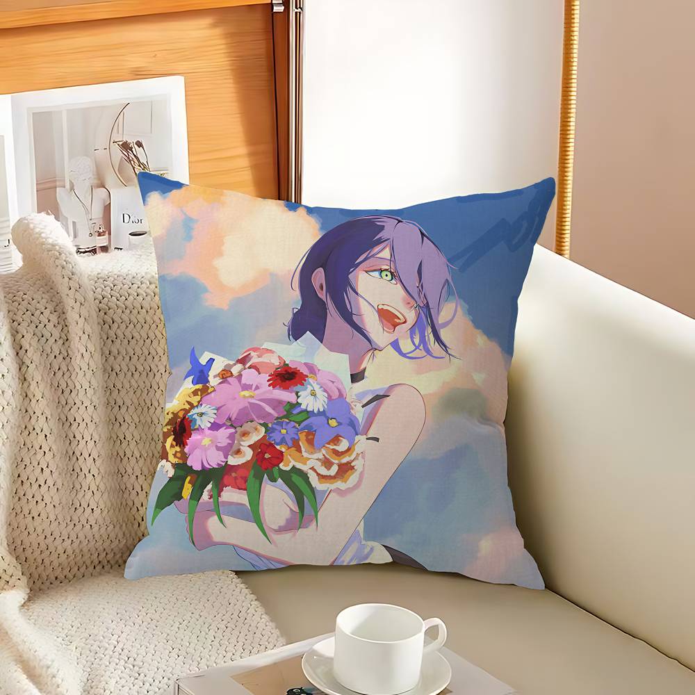 Anime Girl Reze Cushion Cover Inches Farmhouse Decor Home Throw Pillow Covers For Couch Decorations
