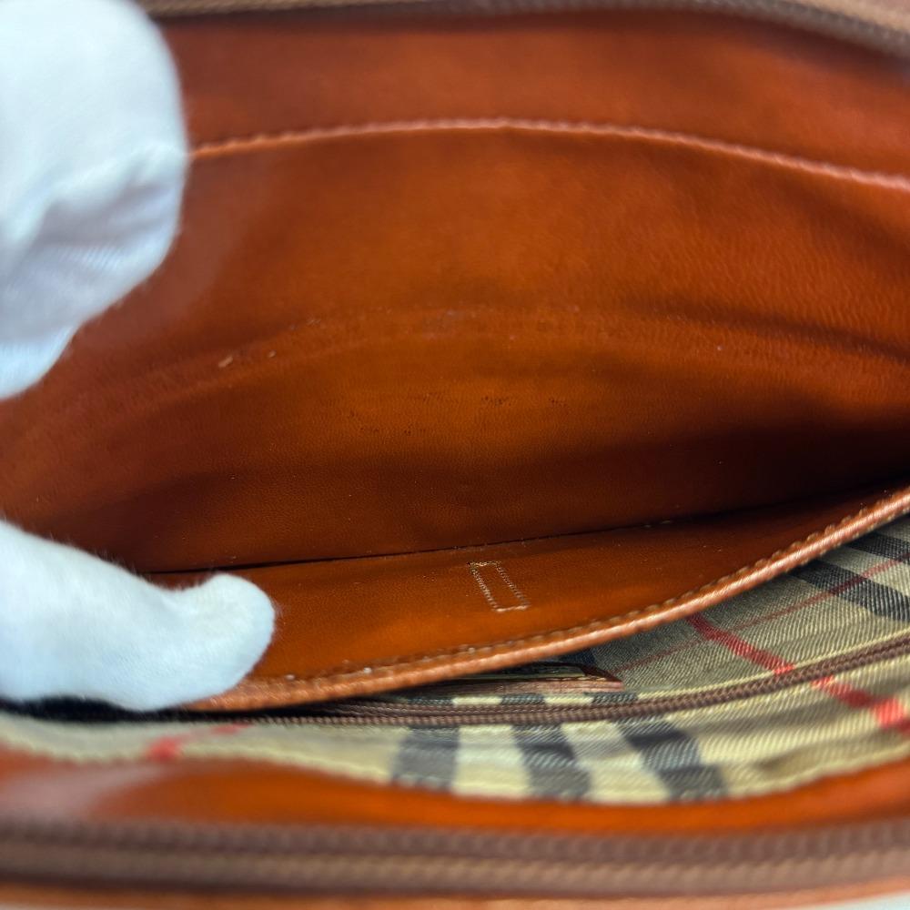 BURBERRY Clutch check leather business bag Brown leather mens Used