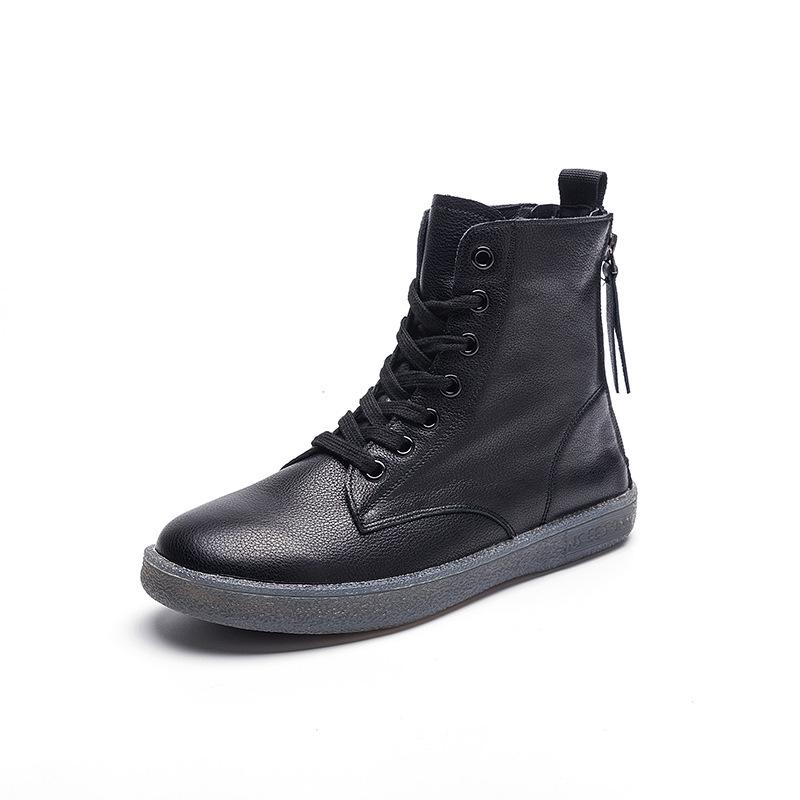 Women's Plus Size High-Top White Martin Boots - 2025 Versatile Autumn/Winter Flat-Bottom with Thickened Fleece and Double Zippers.