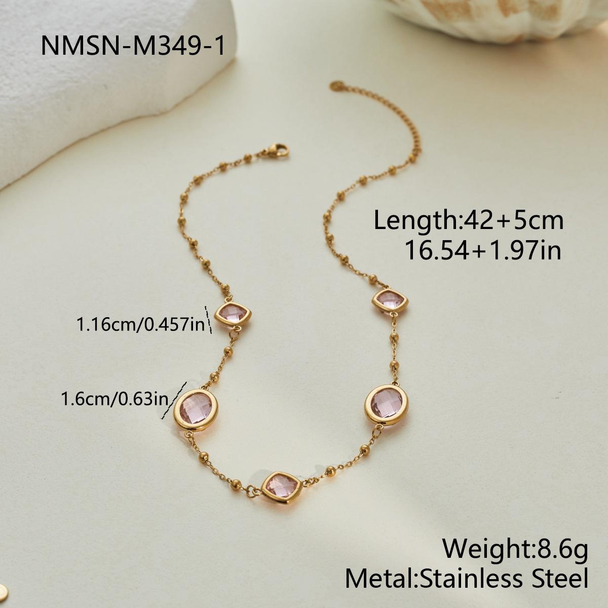 GEMCHIC Women s Multi-Layer Geometric Gemstone Necklace Gold Plated Stainless Steel Fashion Collarbone Chain