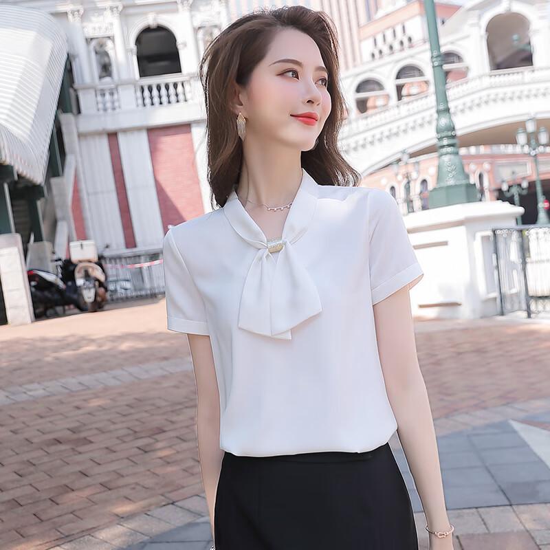 

Troloman Women s Stylish Short Sleeve Chiffon Blouse M