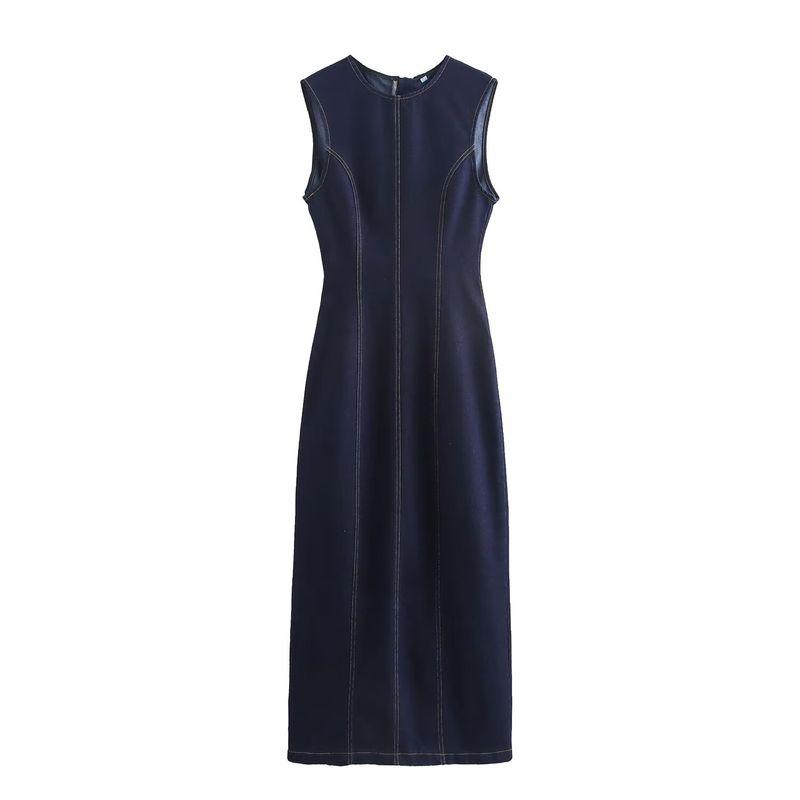 

Kaslead New Arrival Women s Clothing Fashion Style Fashion Silm Sleeveless Denim Midi Skirt Dress 6147163 Dark Blue L