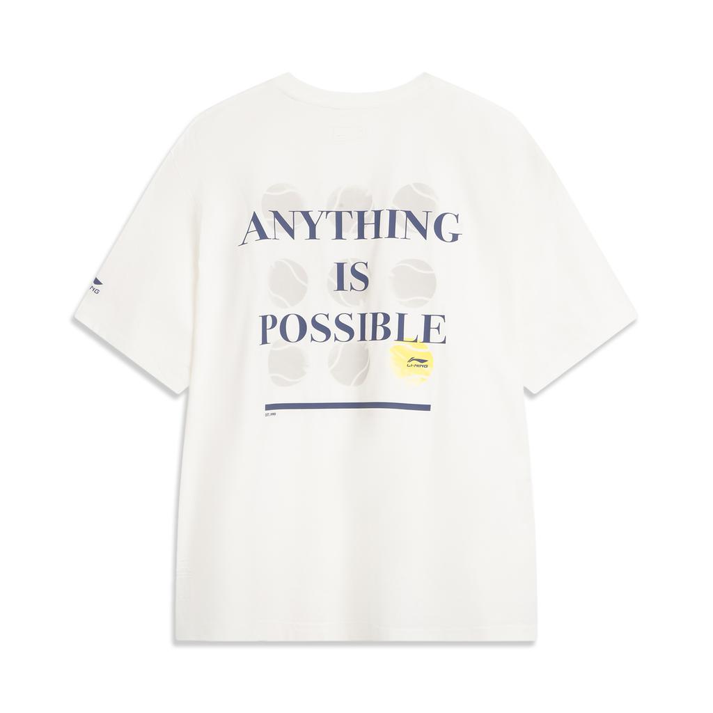 Li-Ning Minimalist Casual Letter Round Neck Pullover Short Sleeve T-Shirt Men Tops Off-White AHSV481-1