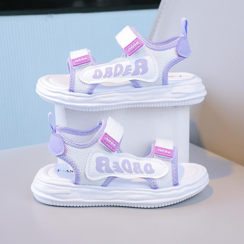 Girls' Sandals Summer Fashion Soft Bottom Middle School Children's Sports Student Princess Open Toed Children's Beach Shoes