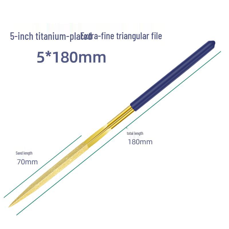 Sada diamantových pilníků Lionwei s titanovým povlakem - 3", 4", 5" Různé ploché, malé a trojúhelníkové pilníky pro broušení slitin.