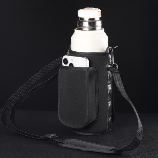 Magnetic Water Bottle Holder Bag with Phone Pocket Towel Buckle Gym Bottle Carrier Pouch Sleeve for Men