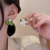 Fashion Asymmetrical Gardenia Pearl Stud Earrings for Women Girls New Design Green Flower Earrings Jewelry Accessories Gift 2023